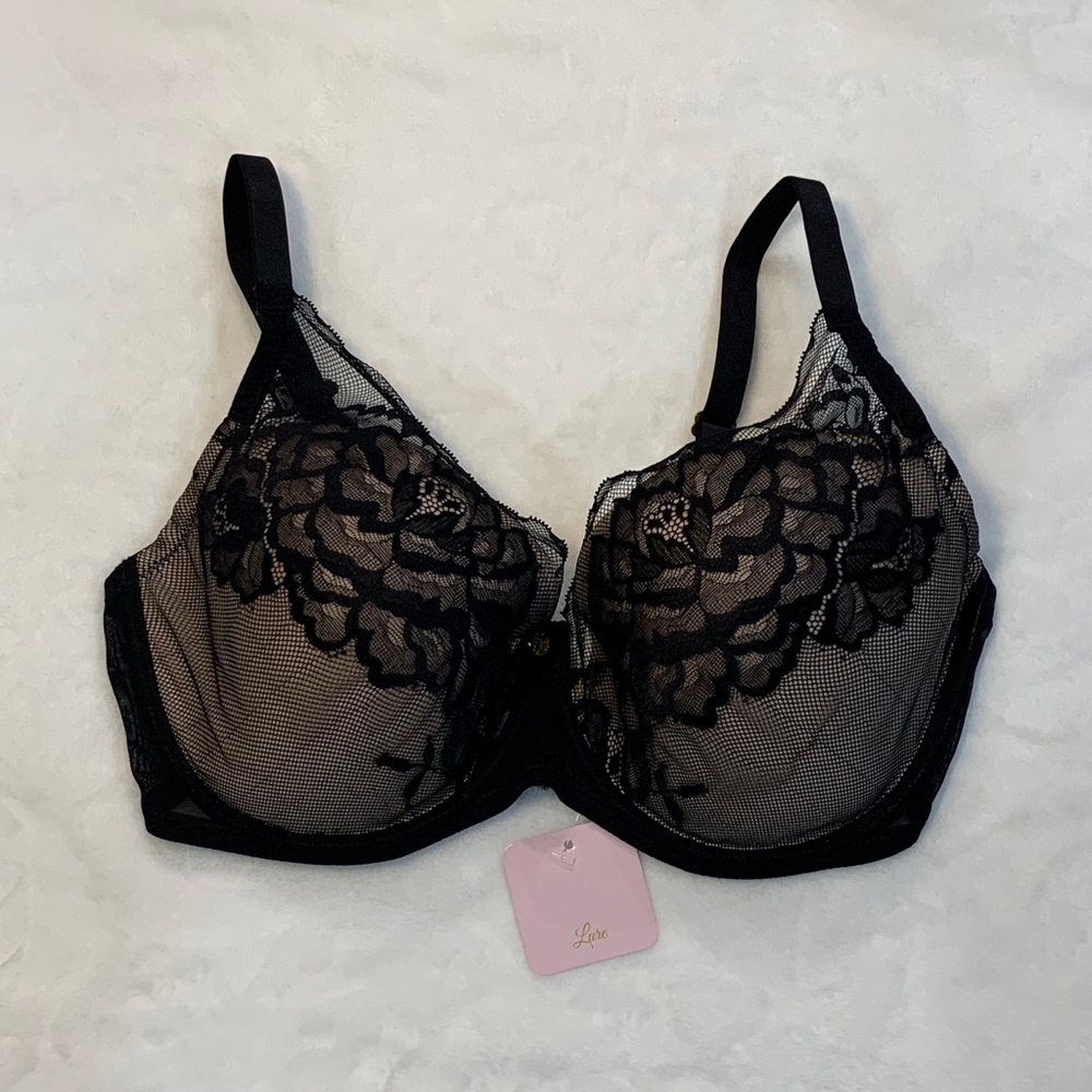 Black and Tan Lace Bra